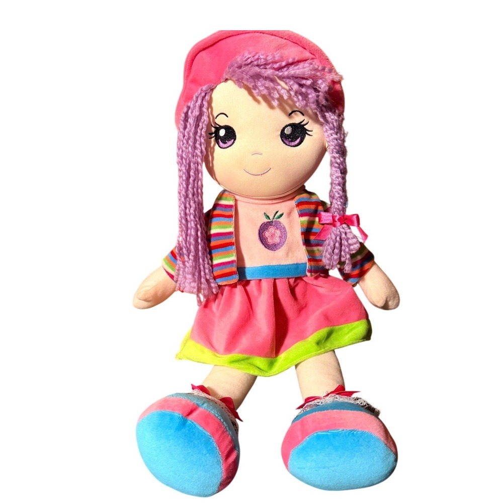 Colorbok Plush Rag Doll Kids 18in Pink Purple Yarn‎ Hair Berry Theme